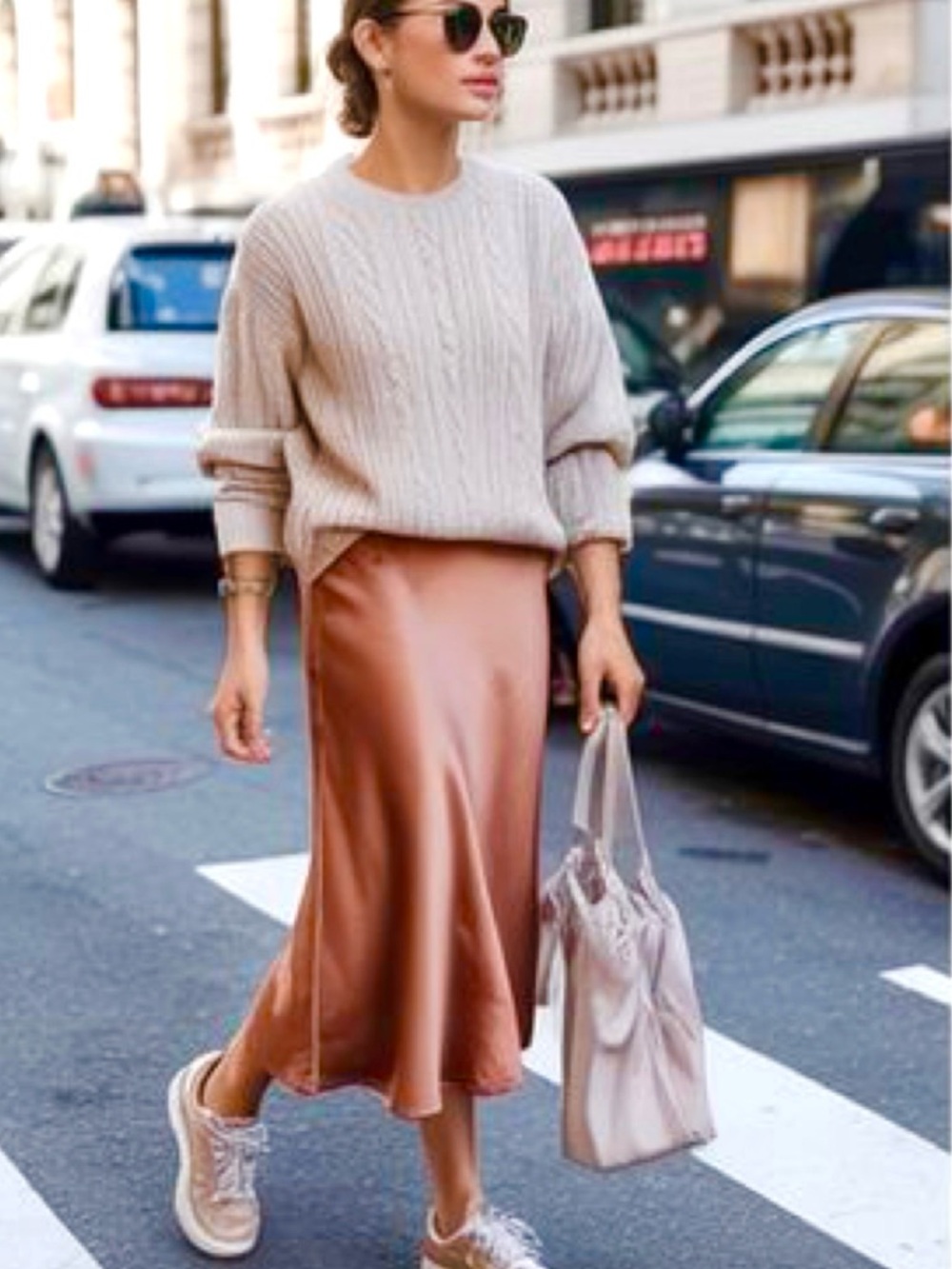 House of Harlow 1960 Satin Midi Skirt in Copper